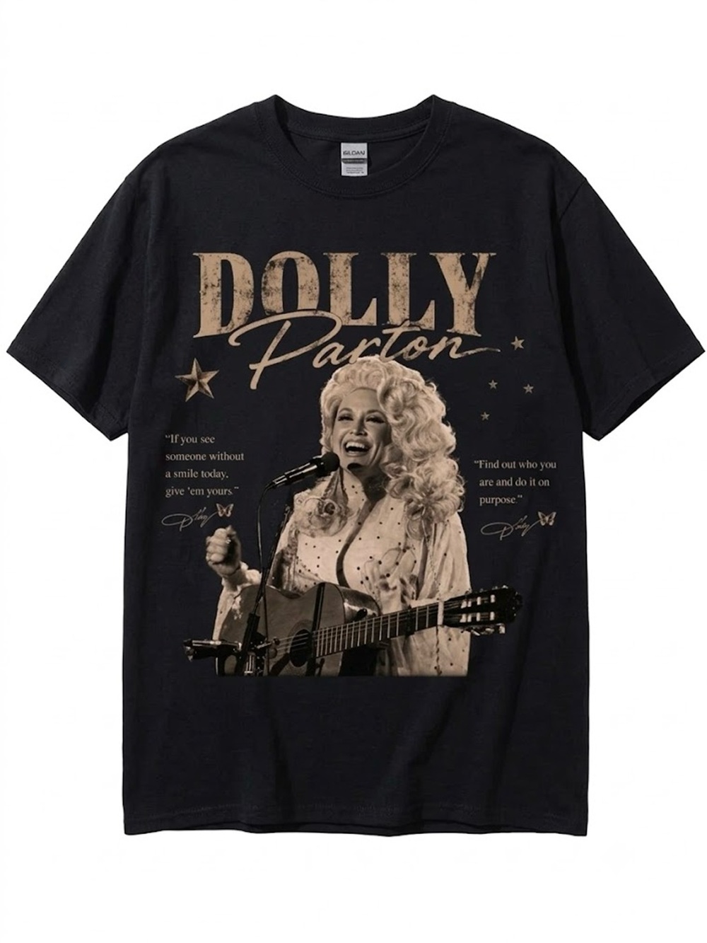 Dolly Parton Country Music Legend Black Graphic Tee Band Merch